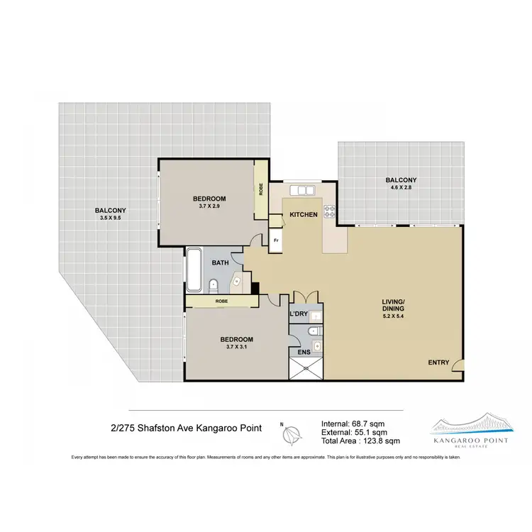 Floorplan of Homely apartment listing, 2/275 Shafston Avenue, Kangaroo Point QLD 4169