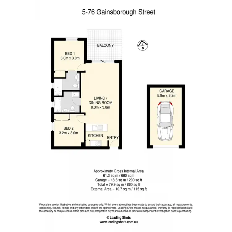 Floorplan of Homely unit listing, 5/76 Gainsborough Street, Moorooka QLD 4105