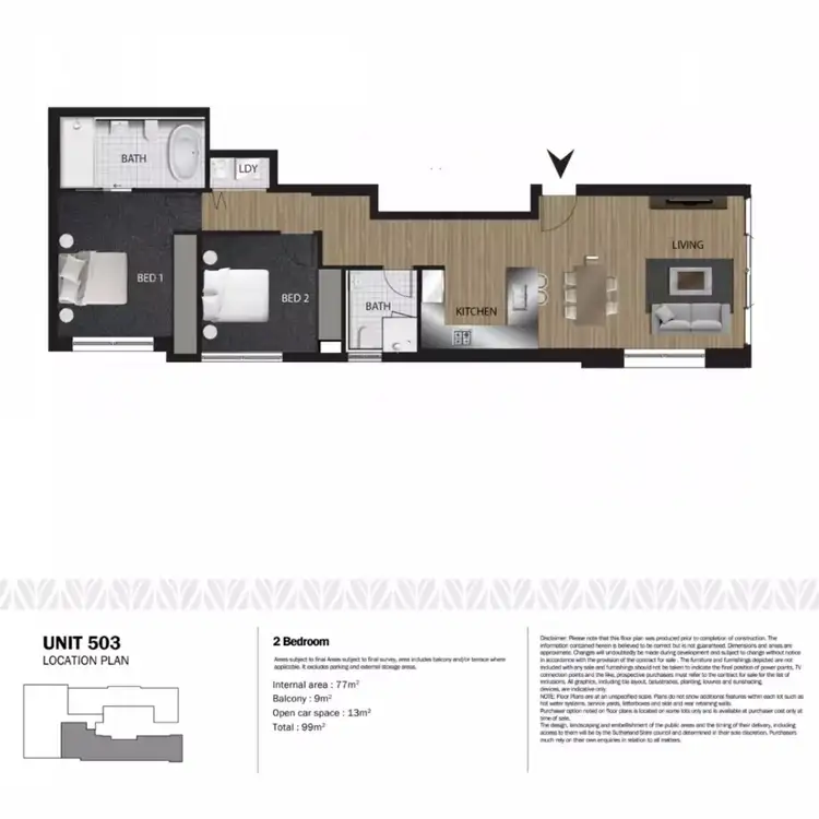 Floorplan of Homely apartment listing, 503/11-13 Hinkler Avenue, Caringbah NSW 2229