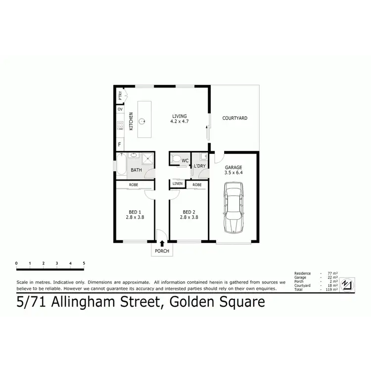 Floorplan of Homely unit listing, 5/71 Allingham Street, Golden Square VIC 3555
