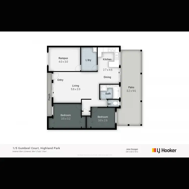 Floorplan of Homely semi-detached listing, 1/5 Gumbeel Court, Highland Park QLD 4211