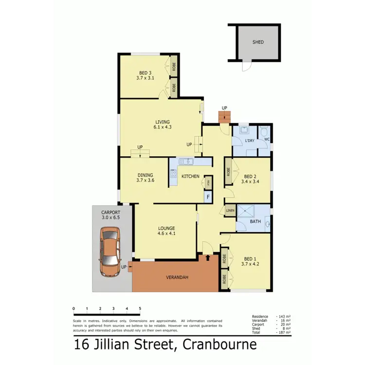 Floorplan of Homely house listing, 16 Jillian Street, Cranbourne VIC 3977