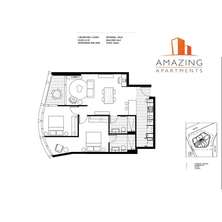 Floorplan of Homely apartment listing, 1008/550 Queen Street, Brisbane City QLD 4000