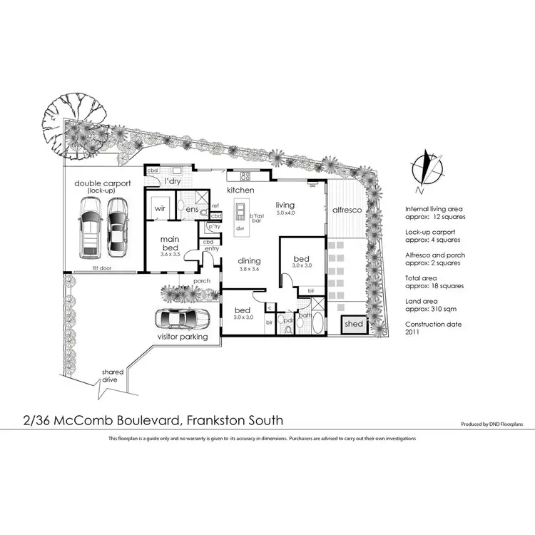 Floorplan of Homely unit listing, 2/36 McComb Boulevard, Frankston South VIC 3199