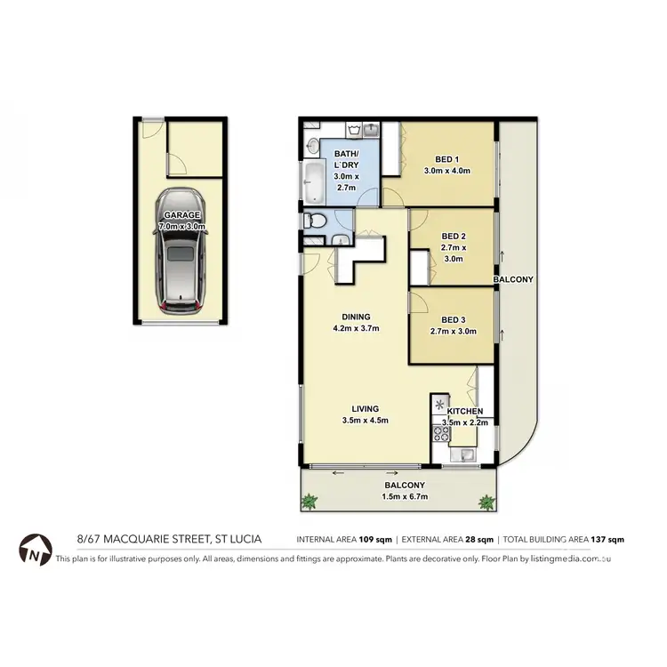 Floorplan of Homely unit listing, 8/67 Macquarie Street, St Lucia QLD 4067