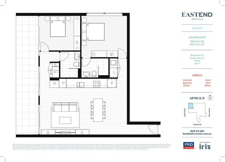 Floorplan of Homely apartment listing, S604/147-153 Hunter Street, Newcastle NSW 2300