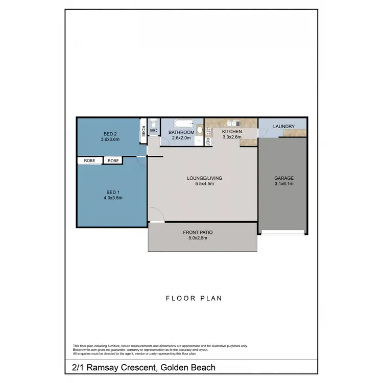 Floorplan of Homely semi-detached listing, 2/1 Ramsay Crescent, Golden Beach QLD 4551