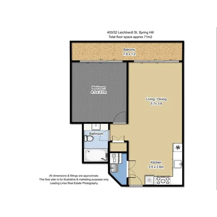 Floorplan of Homely unit listing, 403/32 Leichhardt Street, Spring Hill QLD 4000