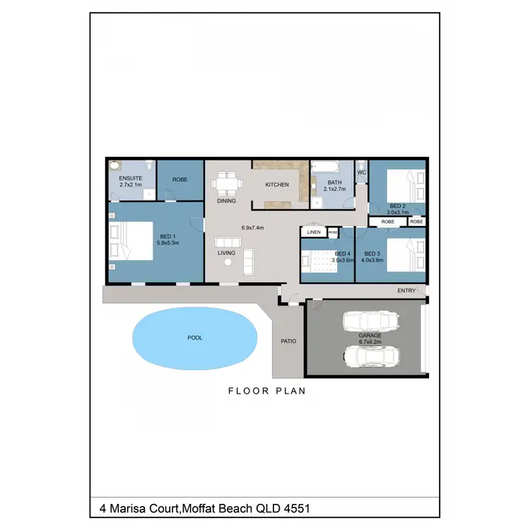 Floorplan of Homely house listing, 4 Marisa Court, Moffat Beach QLD 4551