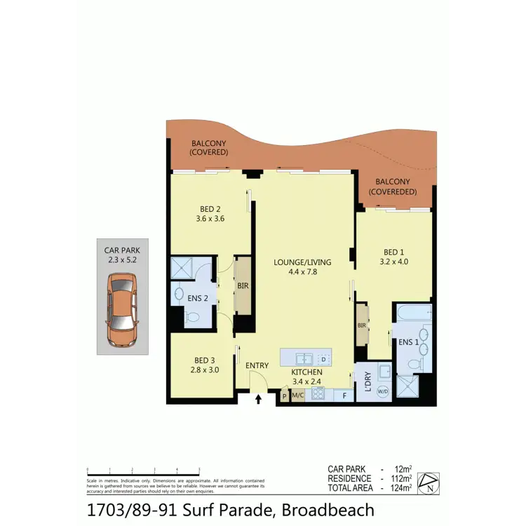 Floorplan of Homely apartment listing, 1703/89 Surf Parade, Broadbeach QLD 4218