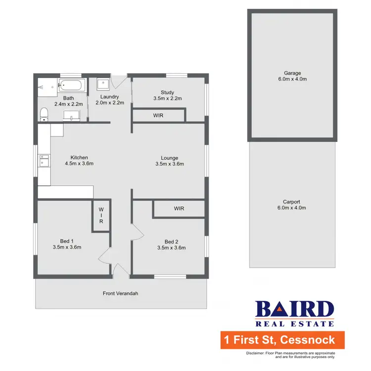 Floorplan of Homely house listing, 1 First Street, Cessnock NSW 2325