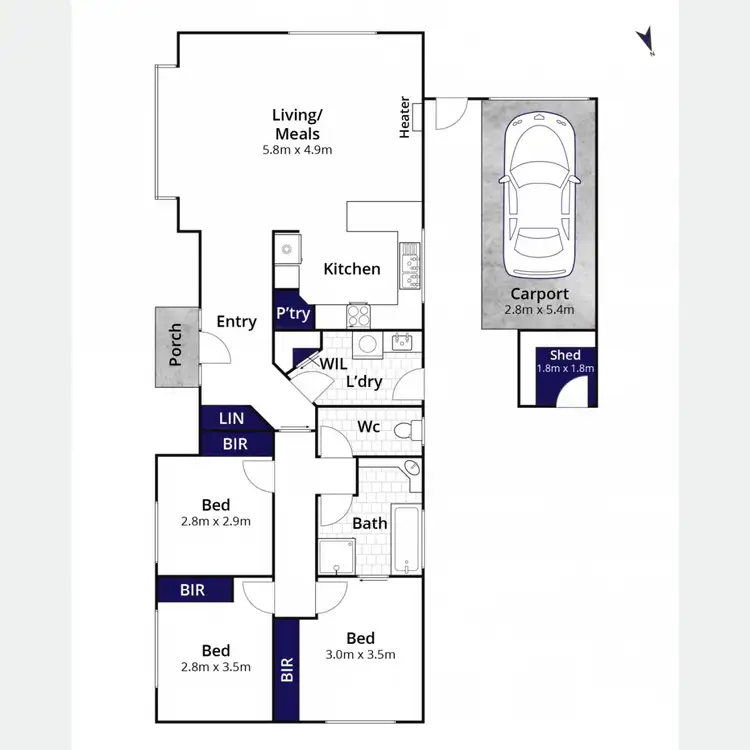 Floorplan of Homely unit listing, 1/15-19 Thompson Street, Whittington VIC 3219