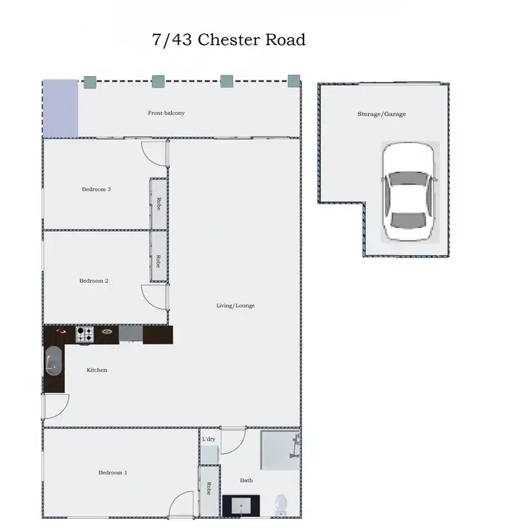 Floorplan of Homely semi-detached listing, 7/43 Chester Road, Annerley QLD 4103