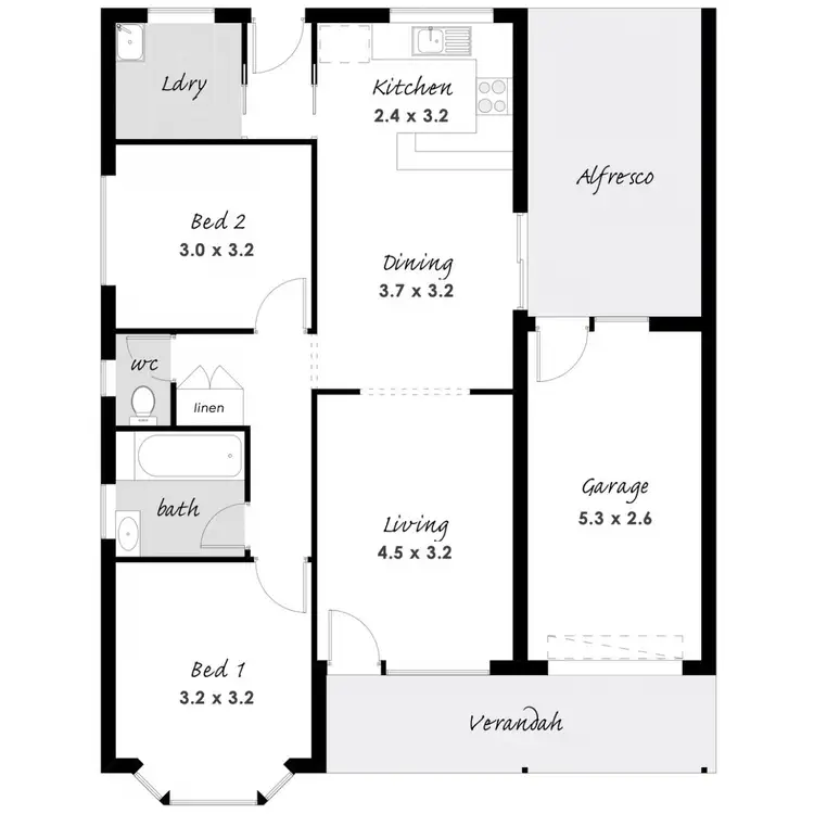 Floorplan of Homely unit listing, 2/136 New West Road, Port Lincoln SA 5606