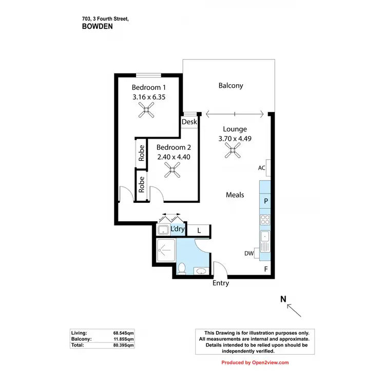 Floorplan of Homely unit listing, 703/3 Fourth Street, Bowden SA 5007