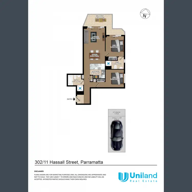Floorplan of Homely apartment listing, 302/11 Hassall Street, Parramatta NSW 2150