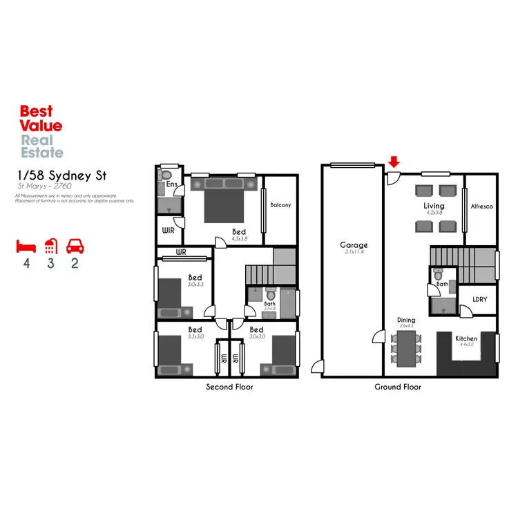 Floorplan of Homely townhouse listing, 1/58 Sydney Street, St Marys NSW 2760
