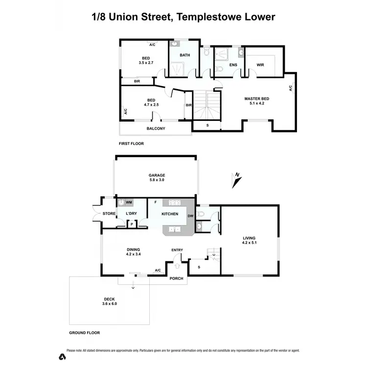Floorplan of Homely townhouse listing, 1/8 Union Street, Templestowe Lower VIC 3107