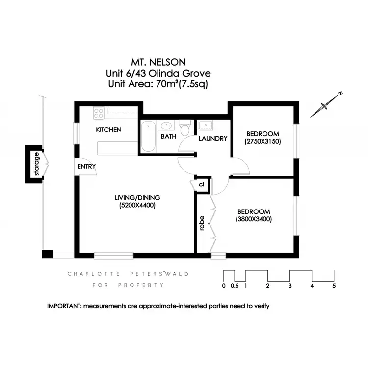 Floorplan of Homely unit listing, 6/43 Olinda Grove, Mount Nelson TAS 7007