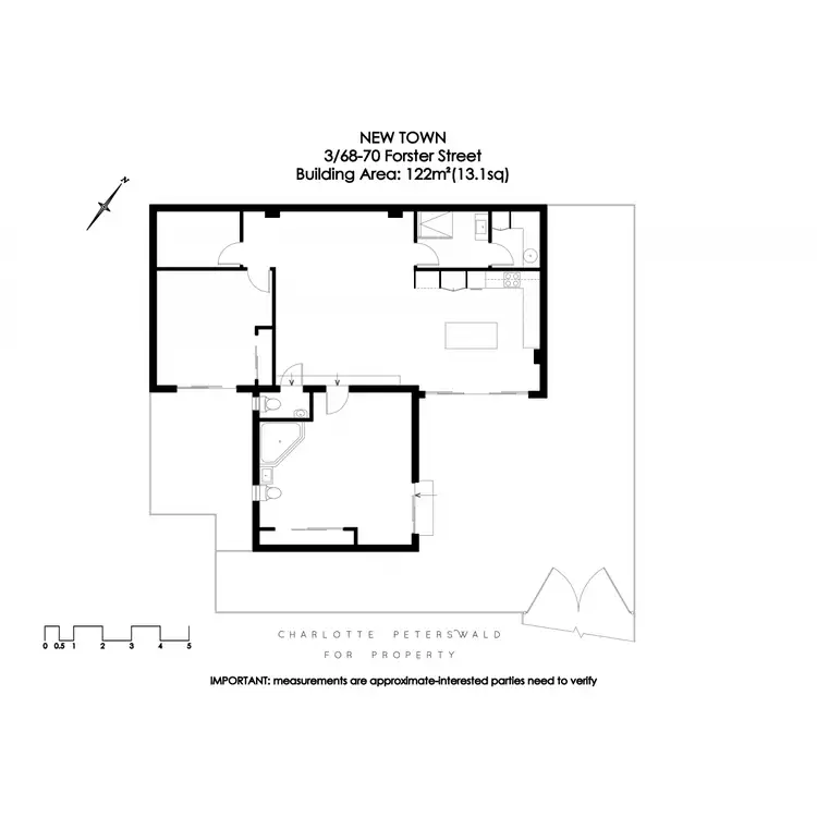 Floorplan of Homely studio listing, 3/68-70 Forster Street, New Town TAS 7008