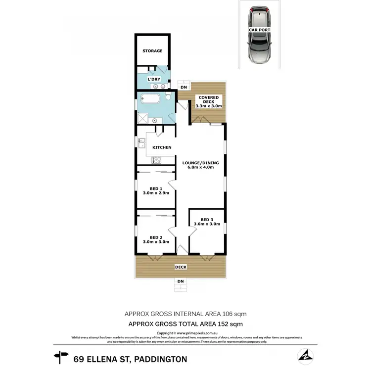 Floorplan of Homely house listing, 69 Ellena Street, Paddington QLD 4064