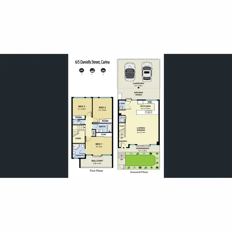 Floorplan of Homely townhouse listing, 6/5 Daniells Street, Carina QLD 4152
