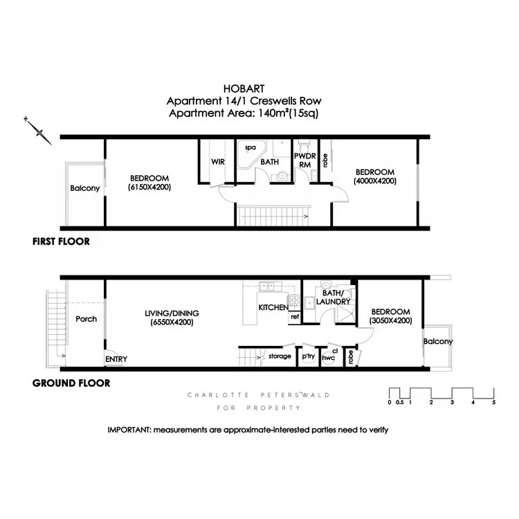 Floorplan of Homely apartment listing, 14/1 Creswells Row, Hobart TAS 7000