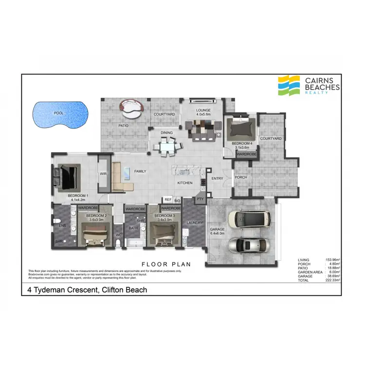 Floorplan of Homely house listing, 4 Tydeman Crescent, Clifton Beach QLD 4879