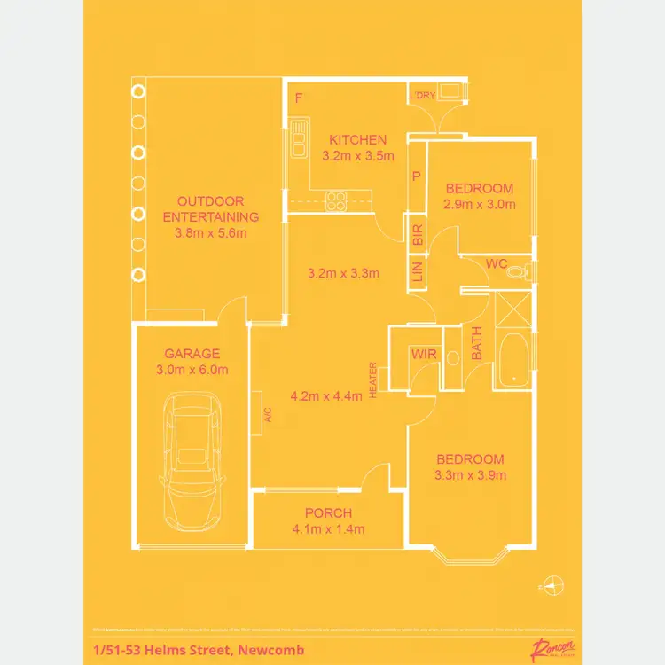 Floorplan of Homely unit listing, 1/51-53 Helms Street, Newcomb VIC 3219