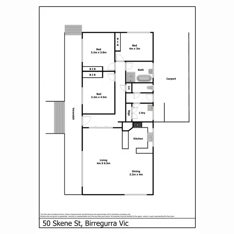 Floorplan of Homely rural property listing, 50 Skene Street, Birregurra VIC 3242