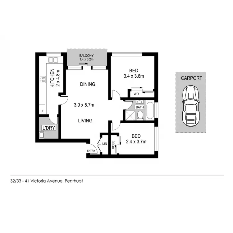 Floorplan of Homely unit listing, 32/33-41 Victoria Avenue, Penshurst NSW 2222