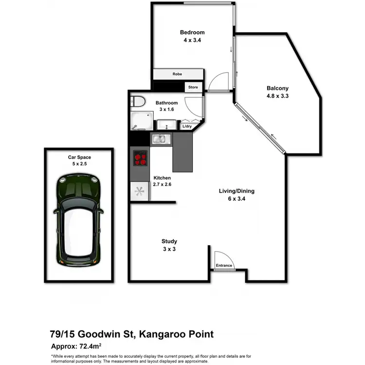 Floorplan of Homely apartment listing, 79/15 Goodwin Street, Kangaroo Point QLD 4169