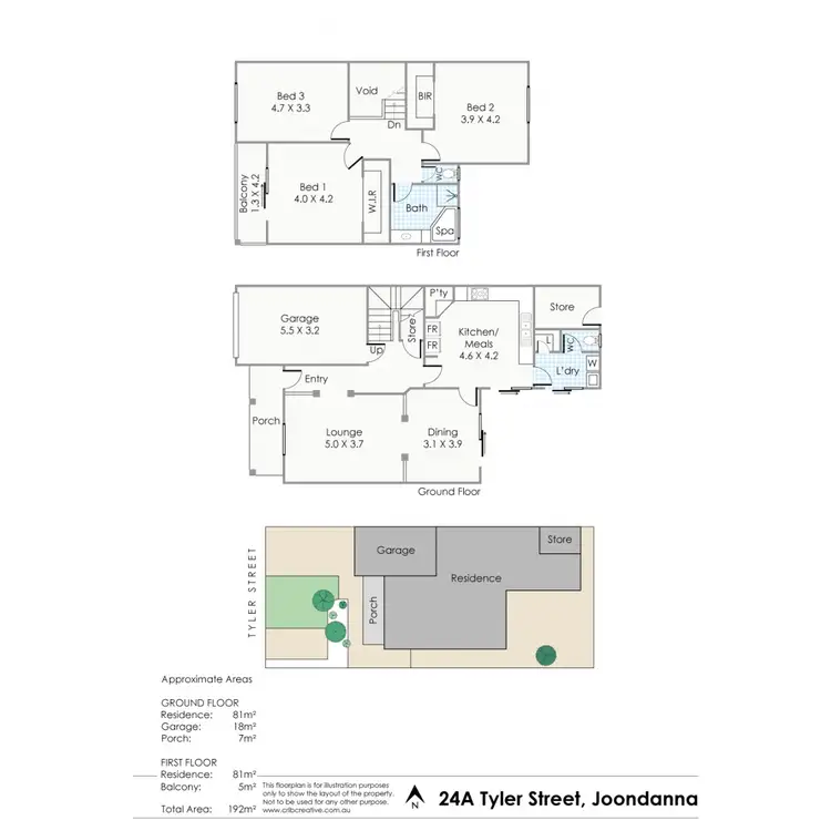 Floorplan of Homely townhouse listing, 24A Tyler Street, Joondanna WA 6060