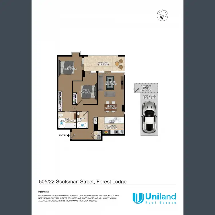 Floorplan of Homely apartment listing, 505/22 Scotsman Street, Forest Lodge NSW 2037