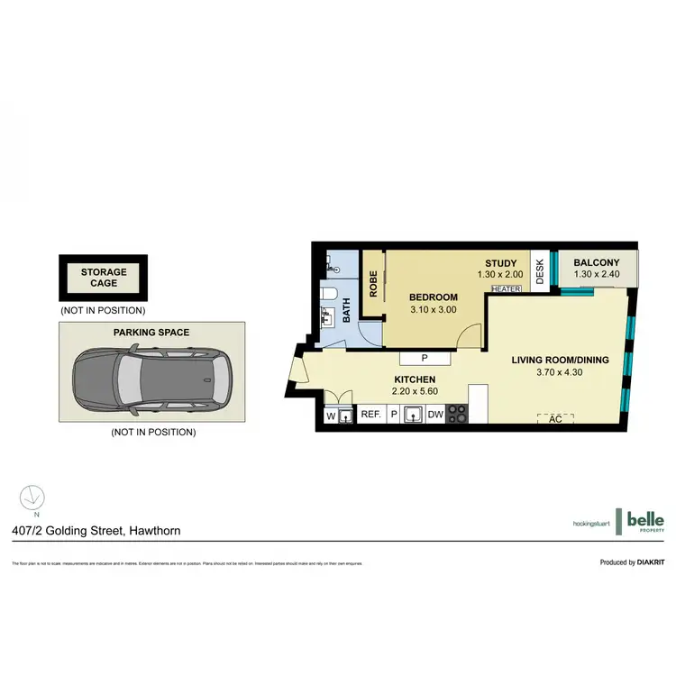 Floorplan of Homely apartment listing, 407/2 Golding Street, Hawthorn VIC 3122
