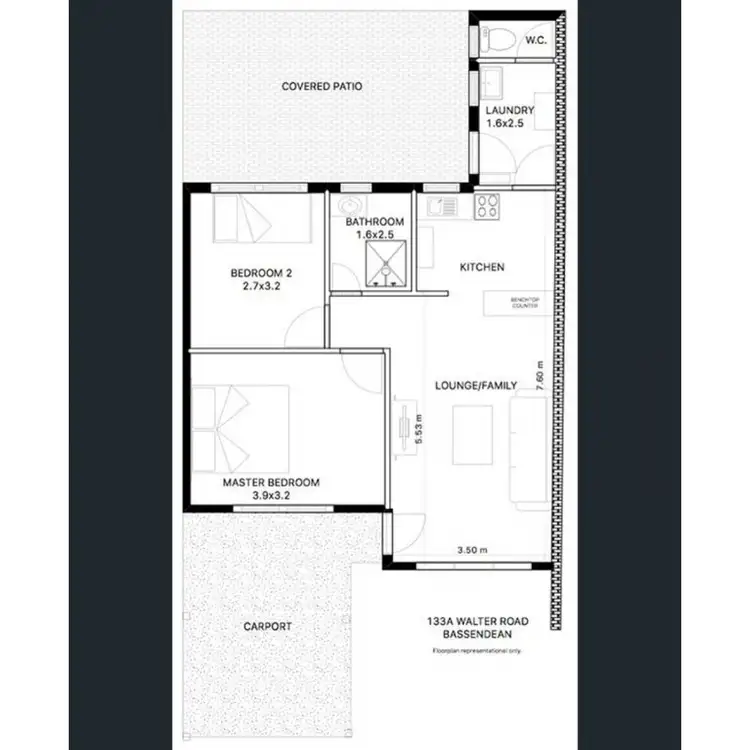 Floorplan of Homely semi-detached listing, 133A Walter Road East, Bassendean WA 6054