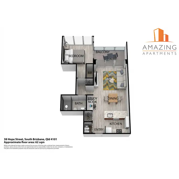 Floorplan of Homely apartment listing, 38 Hope Street, South Brisbane QLD 4101