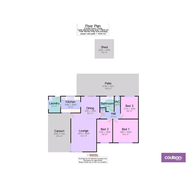 Floorplan of Homely house listing, 3 Ennis Court, Orelia WA 6167