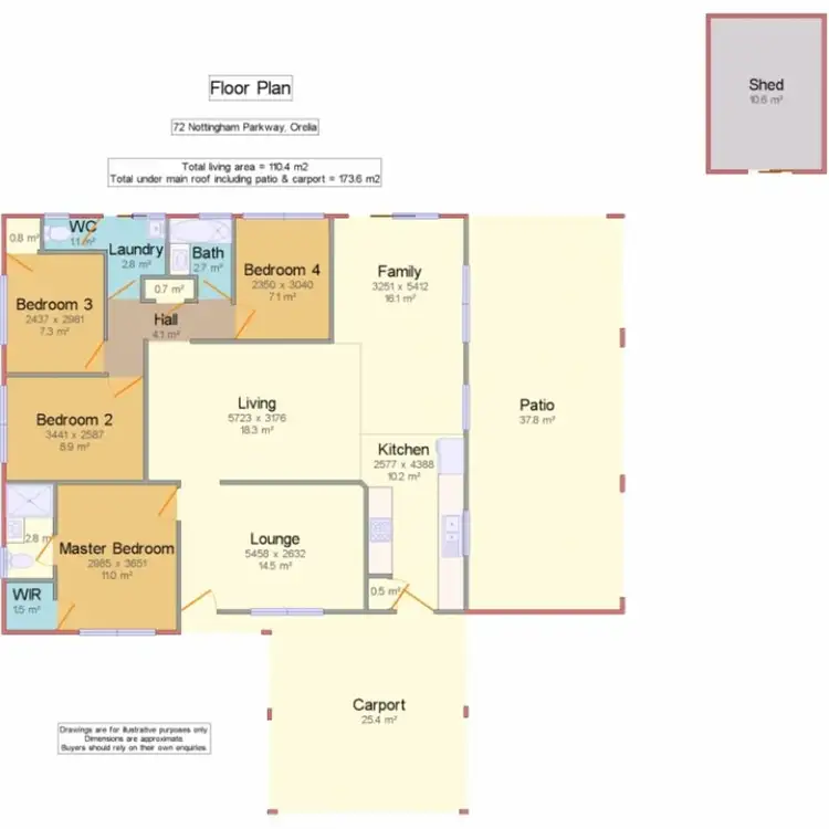 Floorplan of Homely house listing, 72 Nottingham Parkway, Orelia WA 6167