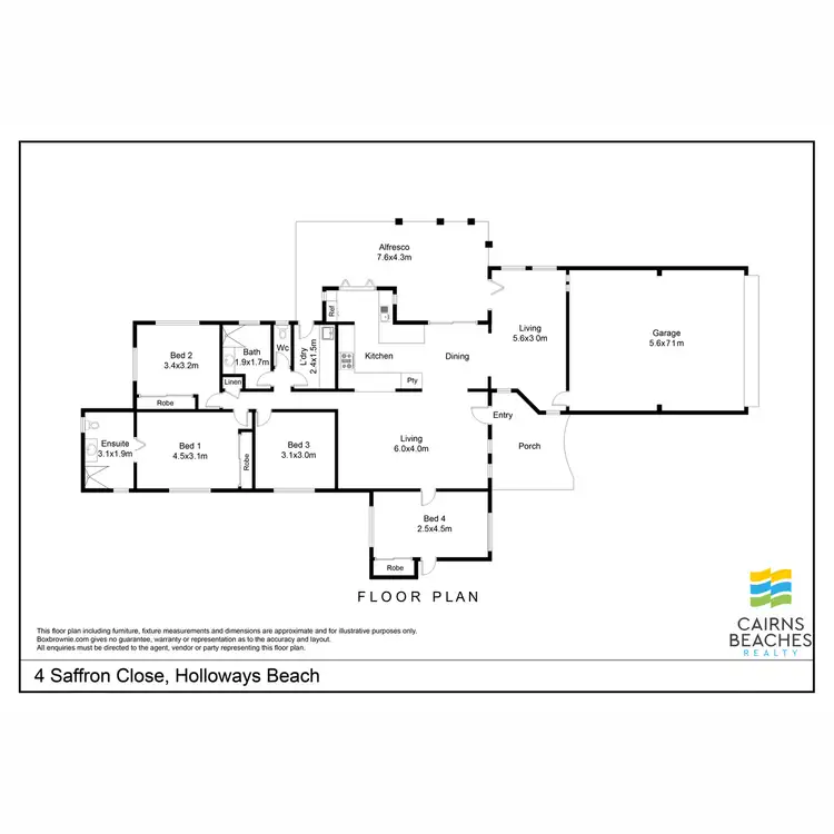 Floorplan of Homely house listing, 4 Saffron Close, Holloways Beach QLD 4878