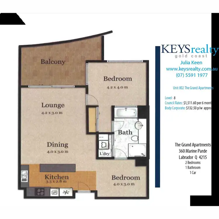 Floorplan of Homely apartment listing, 802/360 Marine Parade, Labrador QLD 4215