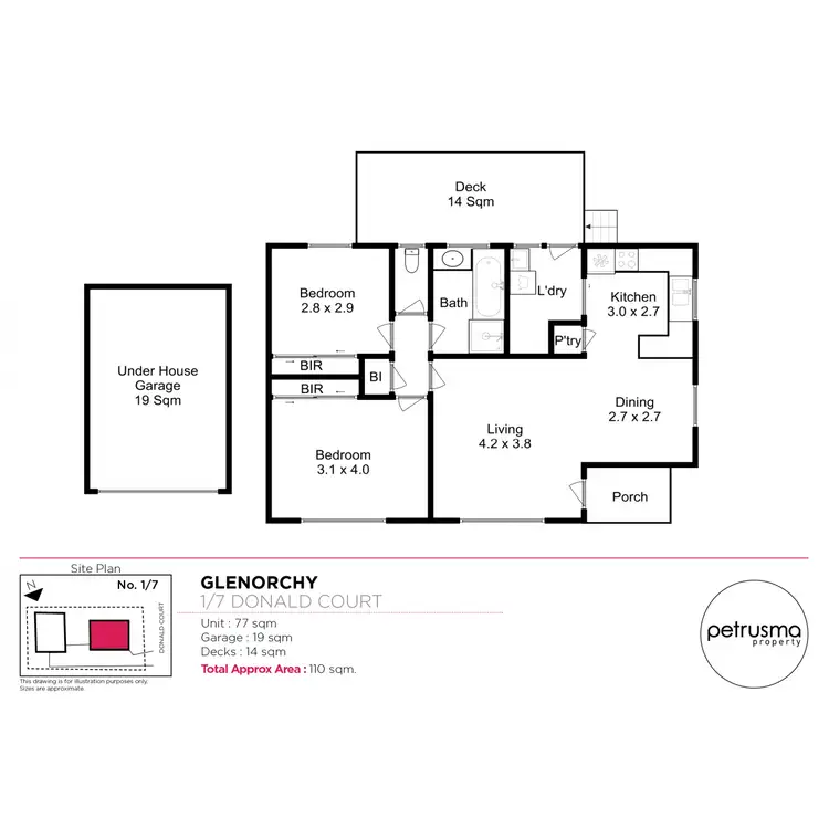 Floorplan of Homely house listing, 1/7 Donald Court, Glenorchy TAS 7010