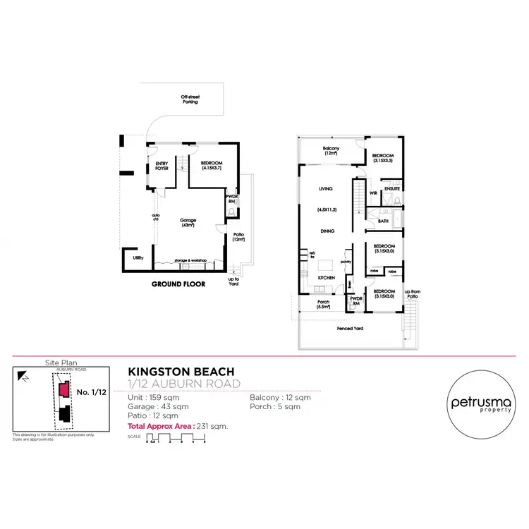 Floorplan of Homely townhouse listing, 1/12 Auburn Road, Kingston Beach TAS 7050