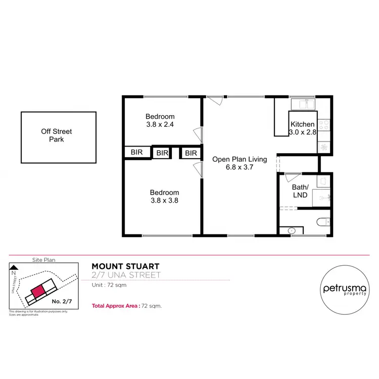 Floorplan of Homely unit listing, 2/7 Una Street, Mount Stuart TAS 7000