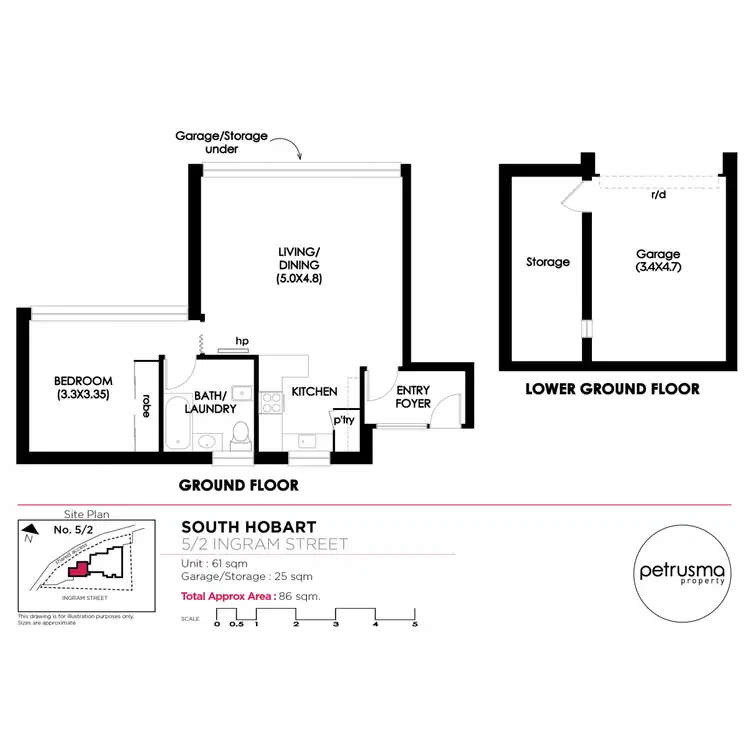 Floorplan of Homely unit listing, 5/2 Ingram Street, South Hobart TAS 7004