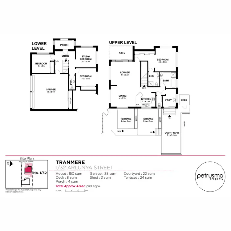 Floorplan of Homely townhouse listing, 1/32 Arlunya Street, Tranmere TAS 7018