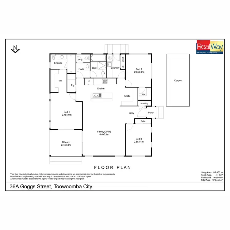 Floorplan of Homely unit listing, 36A Goggs Street, Toowoomba City QLD 4350