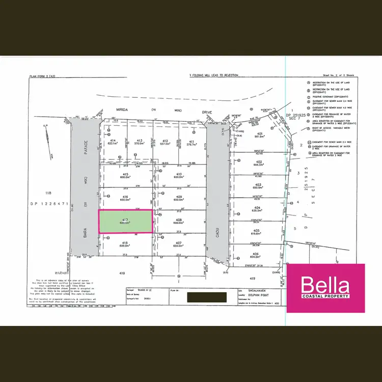 Floorplan of Homely land listing, LOT 417, 7 Bara Parade, Dolphin Point NSW 2539