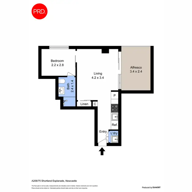 Floorplan of Homely unit listing, A206/75 Shortland Esplanade, Newcastle NSW 2300