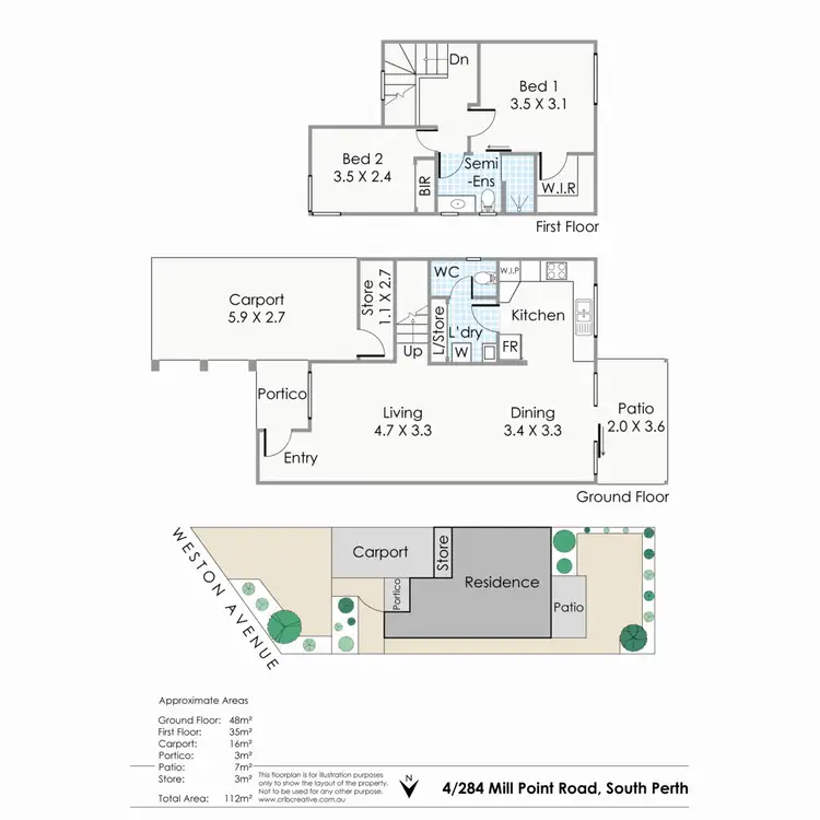 Floorplan of Homely townhouse listing, 4/284 Mill Point Road, South Perth WA 6151